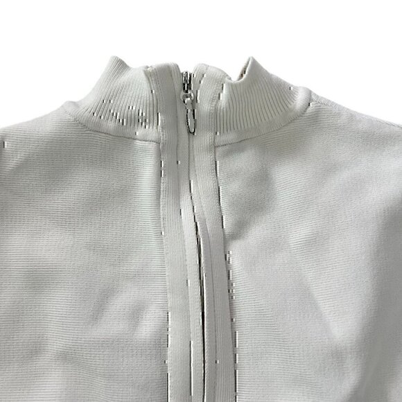 Herve Leger Paris Womens Dress XS White Short Sleeve Mock Neck Cut Out Rib Mini - Picture 7 of 12
